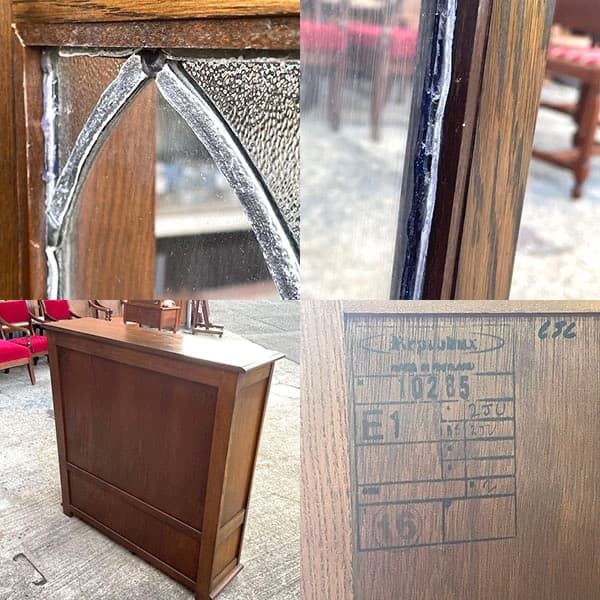 イギリスアンティーク　ガラスサイドボード　食器棚　無垢材　キャビネット　木良久