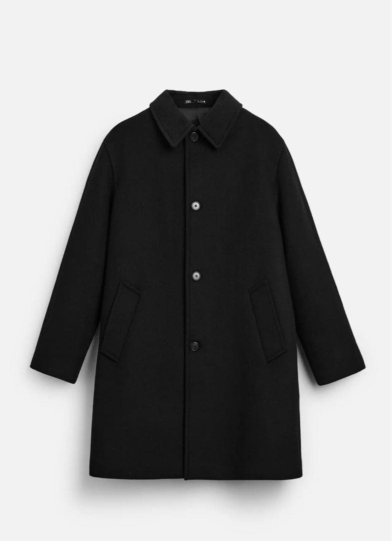 【ZARA】 ウールブレンドコート・10%カシミア/ ブラック・Lサイズ