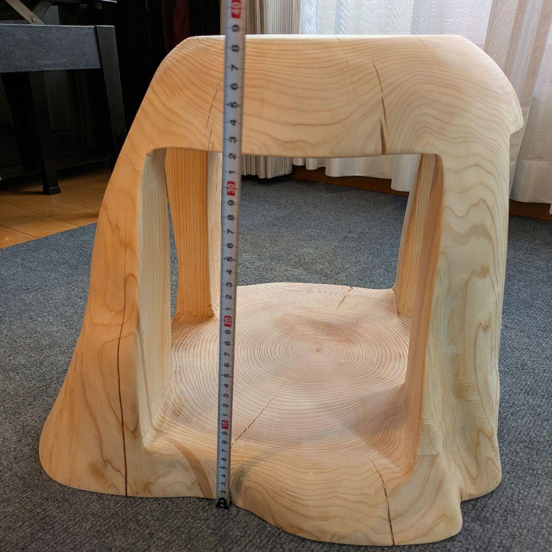 檜　大型　切り株　丸太　刳り抜き　椅子 スツール　高さ約38.5㎝