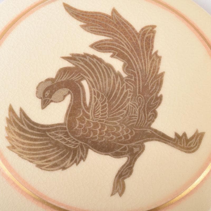 茶道具　色絵金彩　鳳凰文　香合　蓋物　在銘　時代箱　V　8271