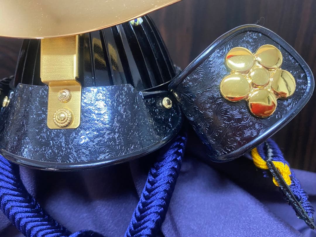 伊達政宗　東京久月　五月人形　銘木シリーズ　黒檀　名入れ家紋付き兜飾り収納セット