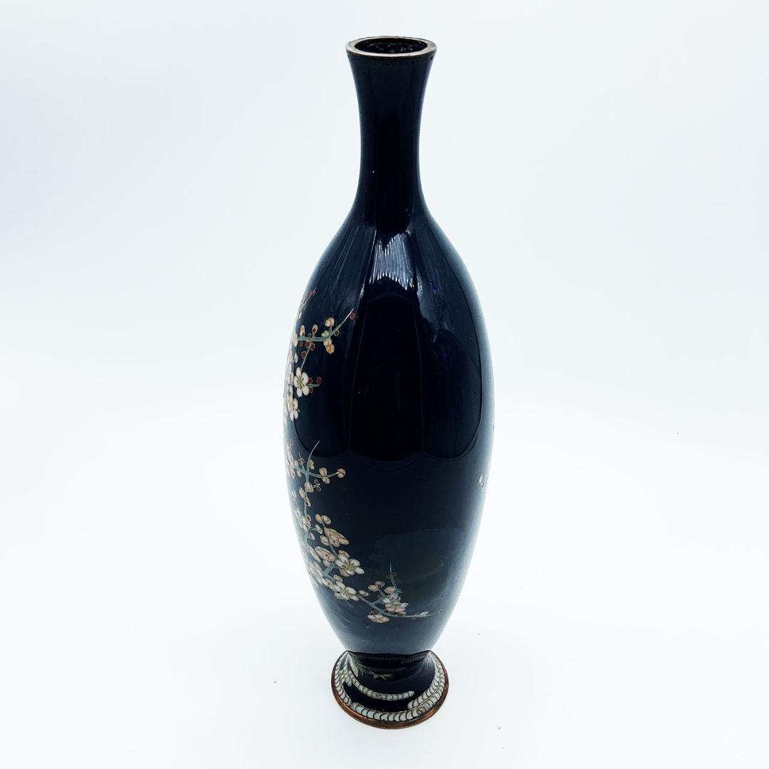 RITAO CHAN公式アカウント04 七宝焼 花瓶 扁壺形 茄子紺地