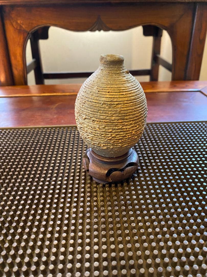 ミニ薪窯鉢　鑑賞台付　３種セット　　ヴィンテージ　一輪挿し　観葉植物　　茶器小物