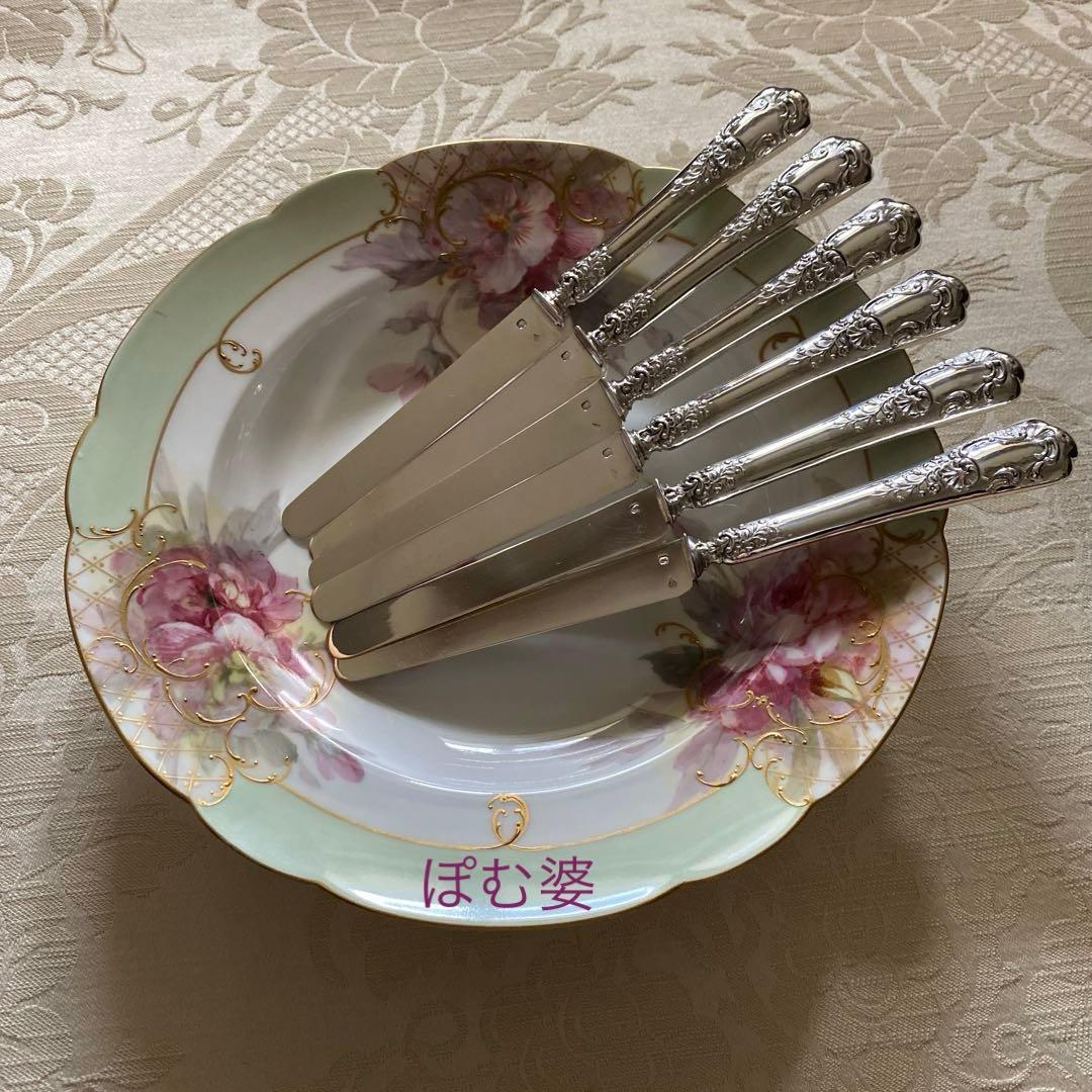 【フランス／純銀】①Henin／スプーン ②Lapeyre／ナイフ 各1本