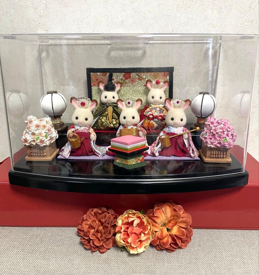 雛人形 シルバニア赤ちゃん ケース入り 二段飾り 三人官女
