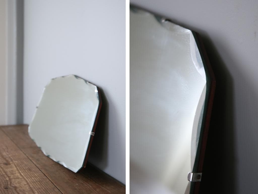 英国アンティーク壁掛けカッティングミラー/ベベルドミラー/鏡(89-86-1)