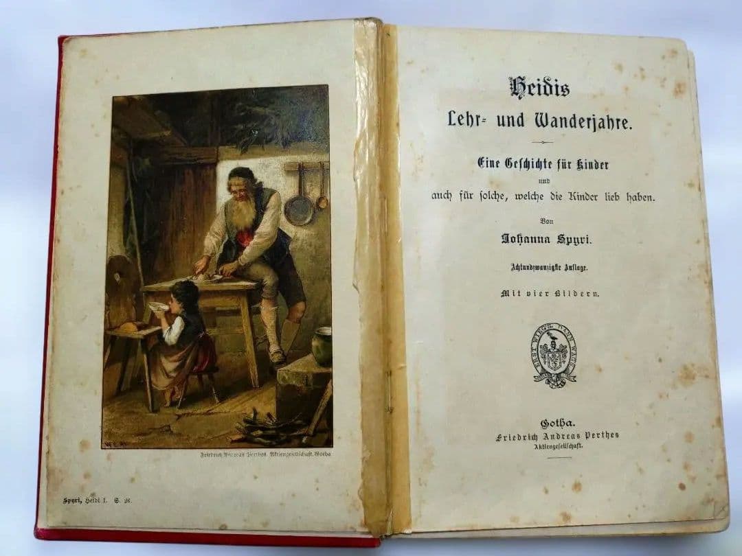 【アンティーク洋書】ハイジ ドイツ語版 1900年代初頭 古書 インテリア