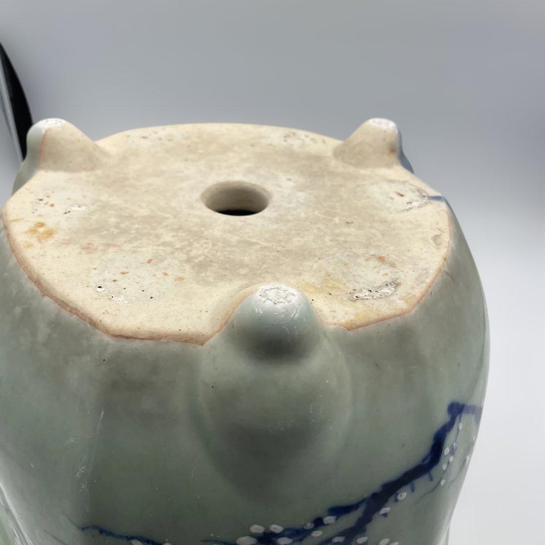 瀬戸 梅文 青磁 植木鉢 盆栽鉢 梅鉢 時代物　❷個セット