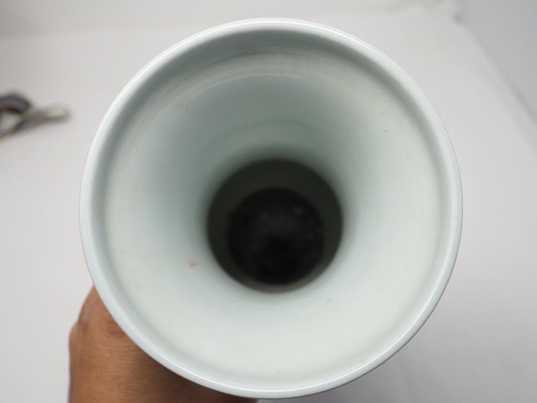 青花阿拉伯文番蓮紋尊　支那染付正徳年製　花瓶　大明正徳年製　中国　木箱入り