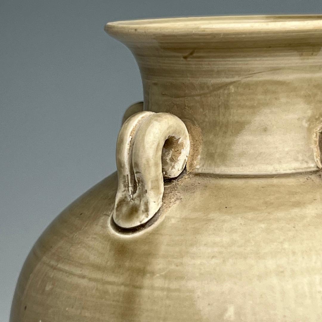 越窯 青磁 青釉四耳壺 中国古玩 中国美術 唐物 擺件 旧家蔵出