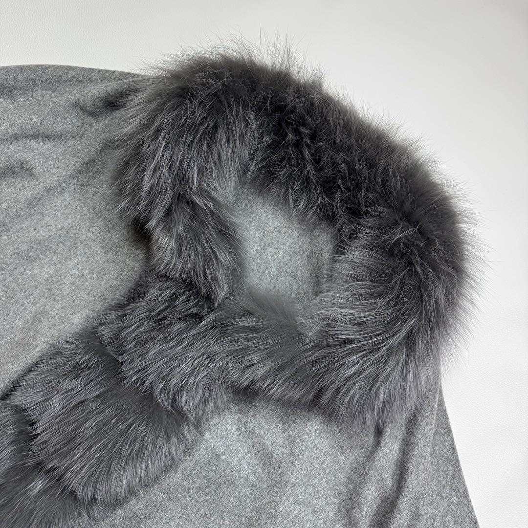 SAGA FURS カシミヤ100％ ブルーフォックス ラビット ポンチョ