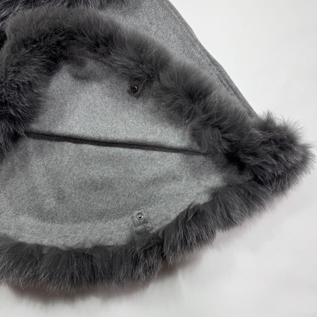 SAGA FURS カシミヤ100％ ブルーフォックス ラビット ポンチョ