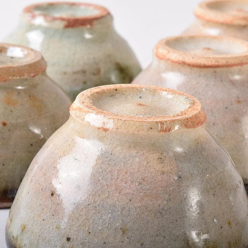 唐津焼　朝鮮唐津　煎茶碗　五客　時代箱　V　R8779