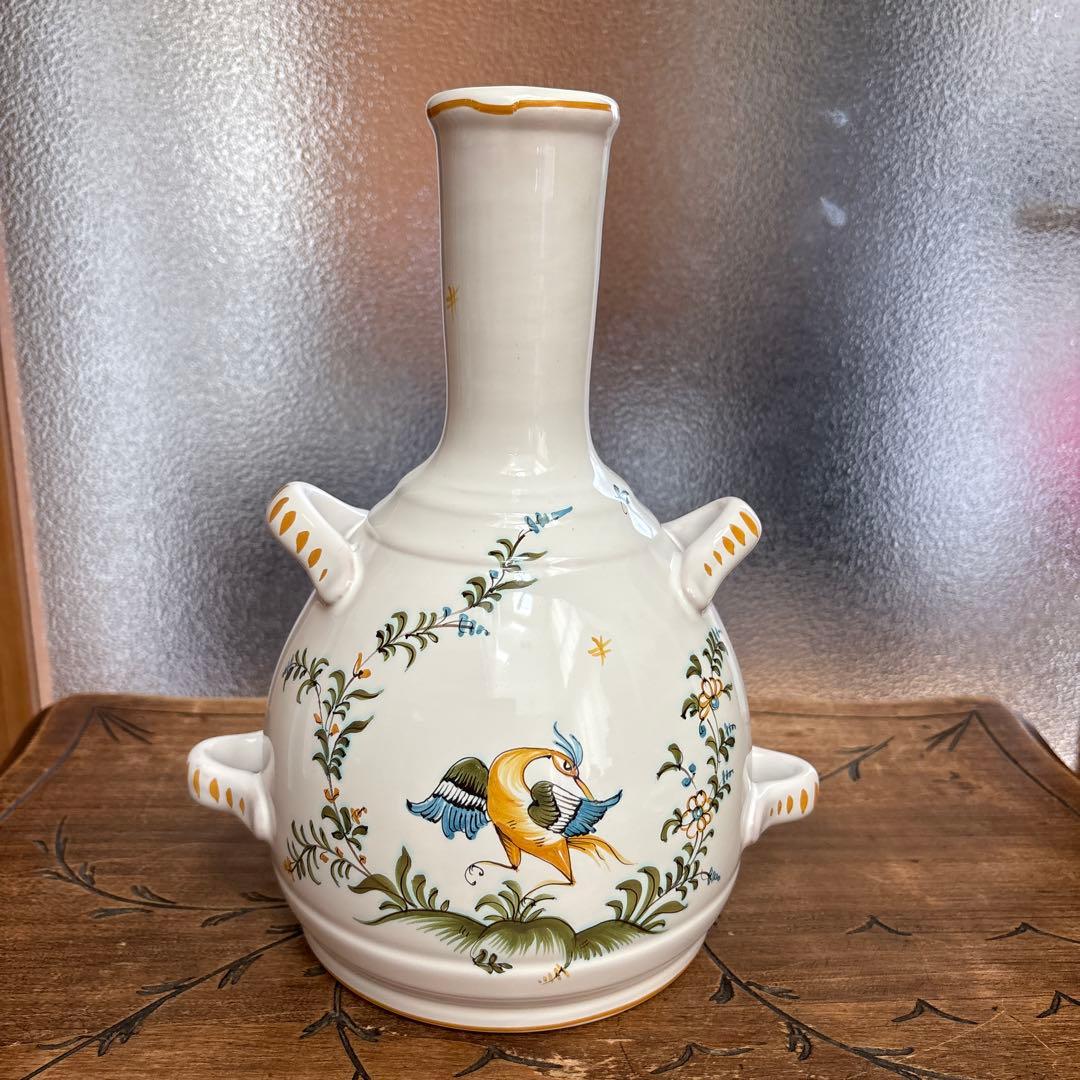 フランス　アンティーク　ヴィンテージ　ムスティエ　フラワーポット　花瓶　逸品