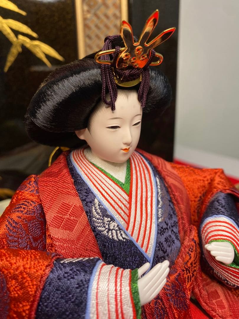 東京久月　人形師　光園作　雛人形親王飾り・伝統工芸　寄木細工・お子様名前プレート