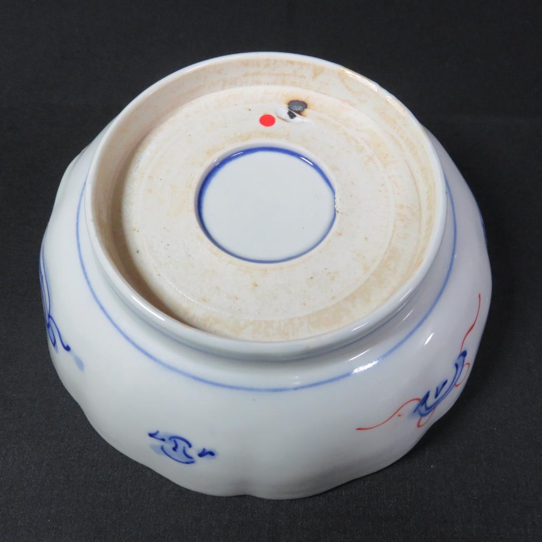 なます皿 古伊万里 5枚 色絵付 染付 江戸 松竹梅 梅と鶴 寶づくし 窯傷