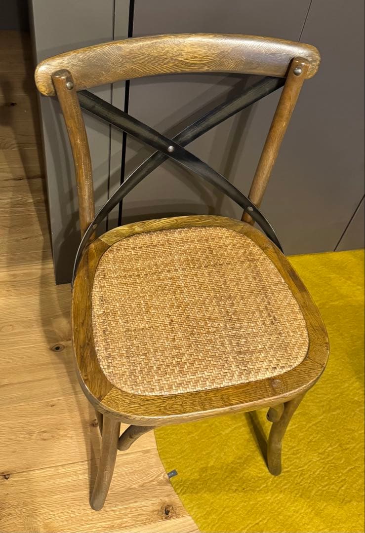 ベントウッド クロスバックチェア 木×籐 関家具 1脚