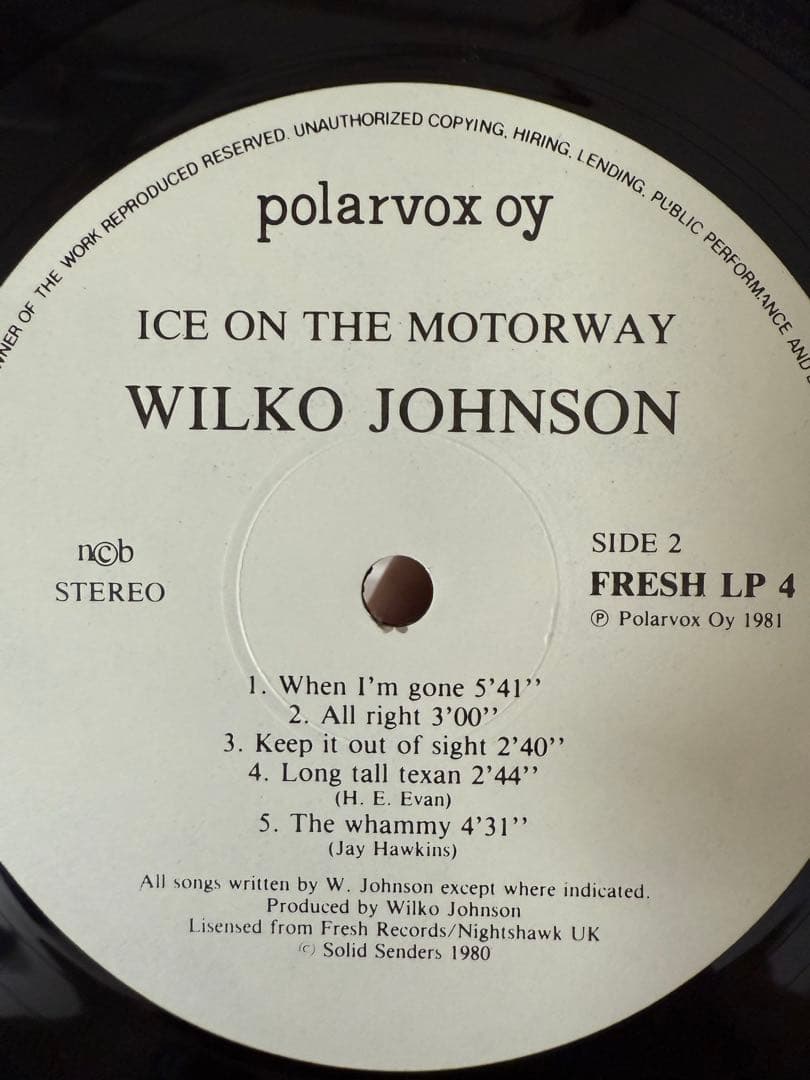 Ice On The Motorway Wilko Johnson サイン入り