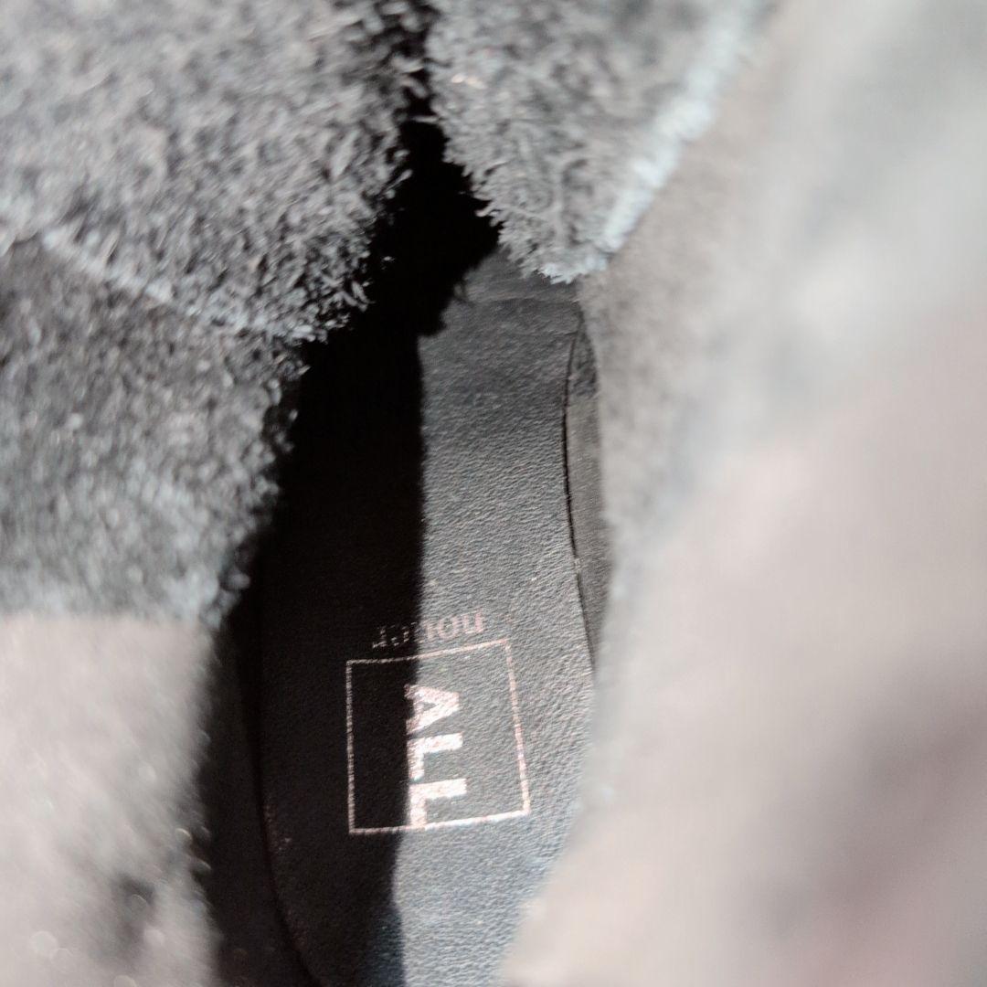 【美品】オールブラック 厚底 レースアップ ショートブーツ ブラック 24.0