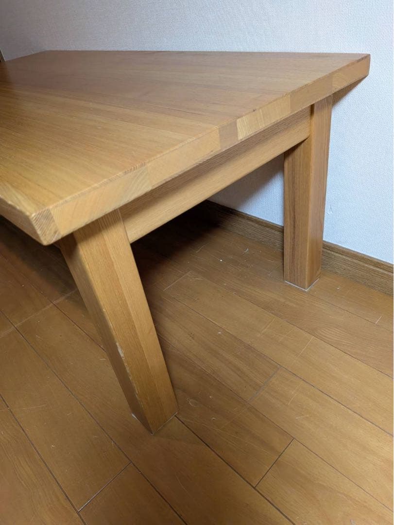 ■送料込■無印良品 木製ローテーブル 引出し センター机デスク タモ材天然木