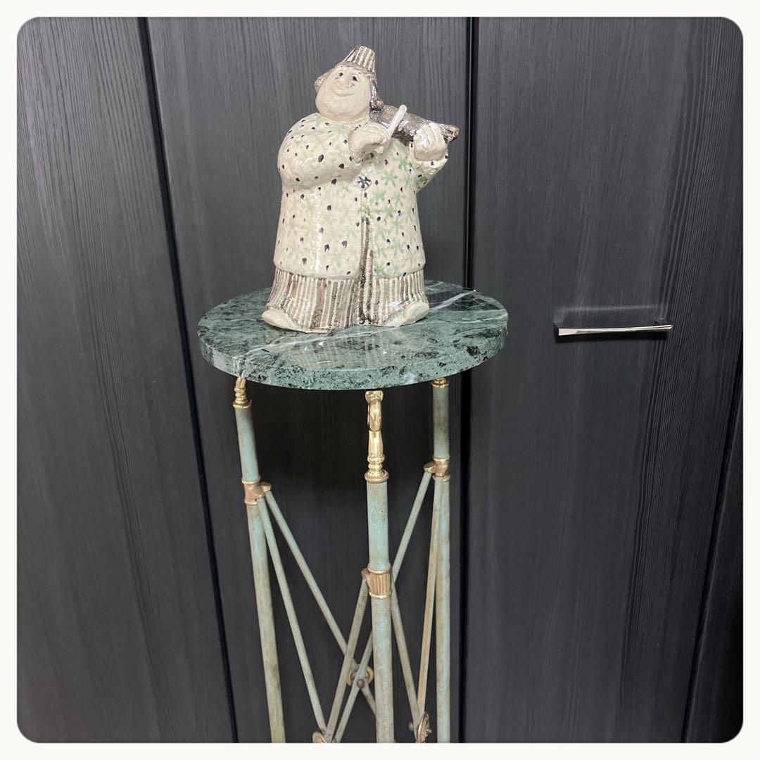 イタリア　3本脚アイアン+天然石花台　ヴィンテージ