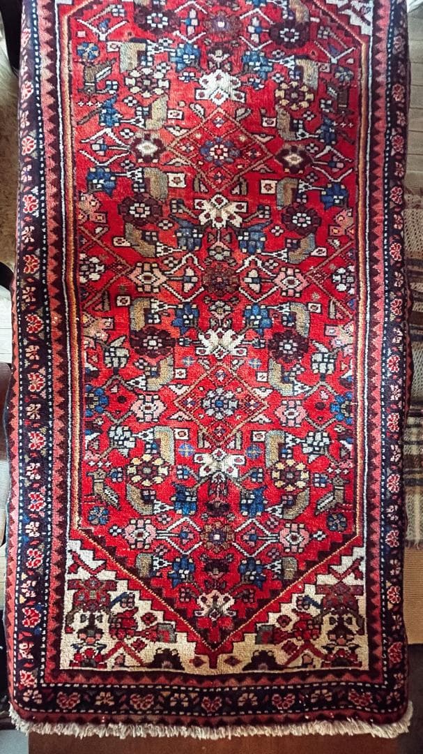 155×82〜90 アフガニスタン バルーチ族 手織りヴィンテージラグ 花と鳥