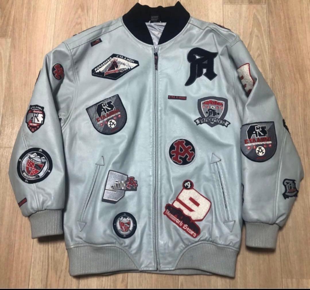 激レア AKADEMIKS 本革 レザー スタジャン ジャケット bboy