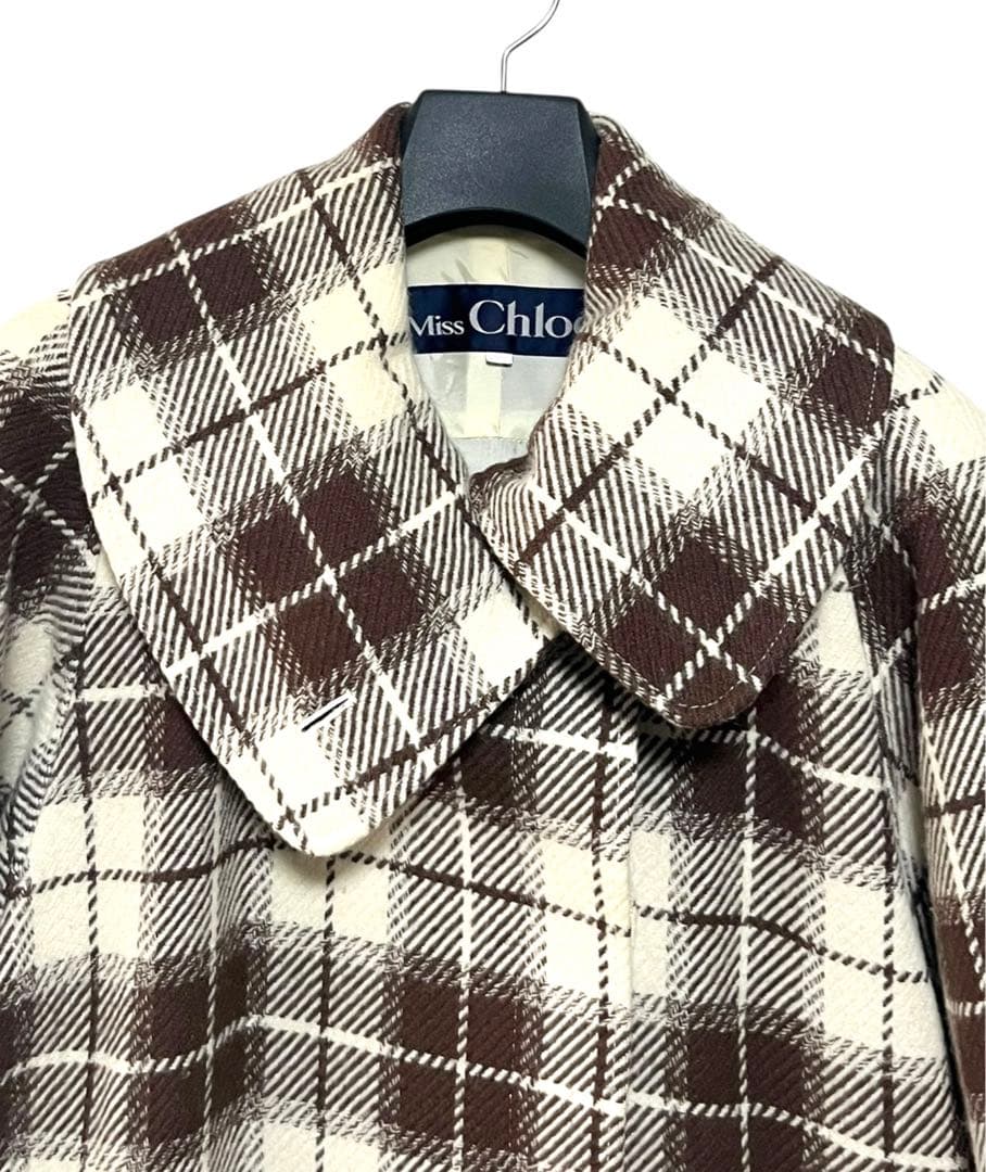 匿名発送　ミスクロエ　アンゴラブレンドチェック デザインコート　サイズ38