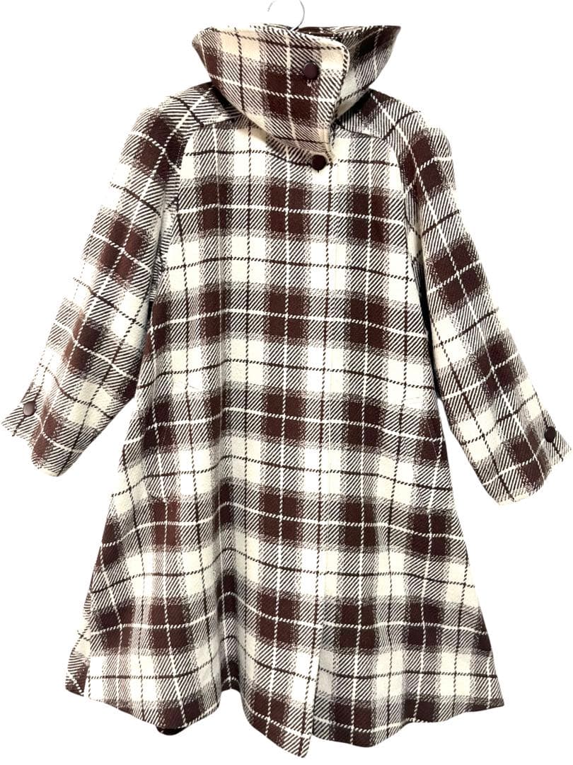 匿名発送　ミスクロエ　アンゴラブレンドチェック デザインコート　サイズ38