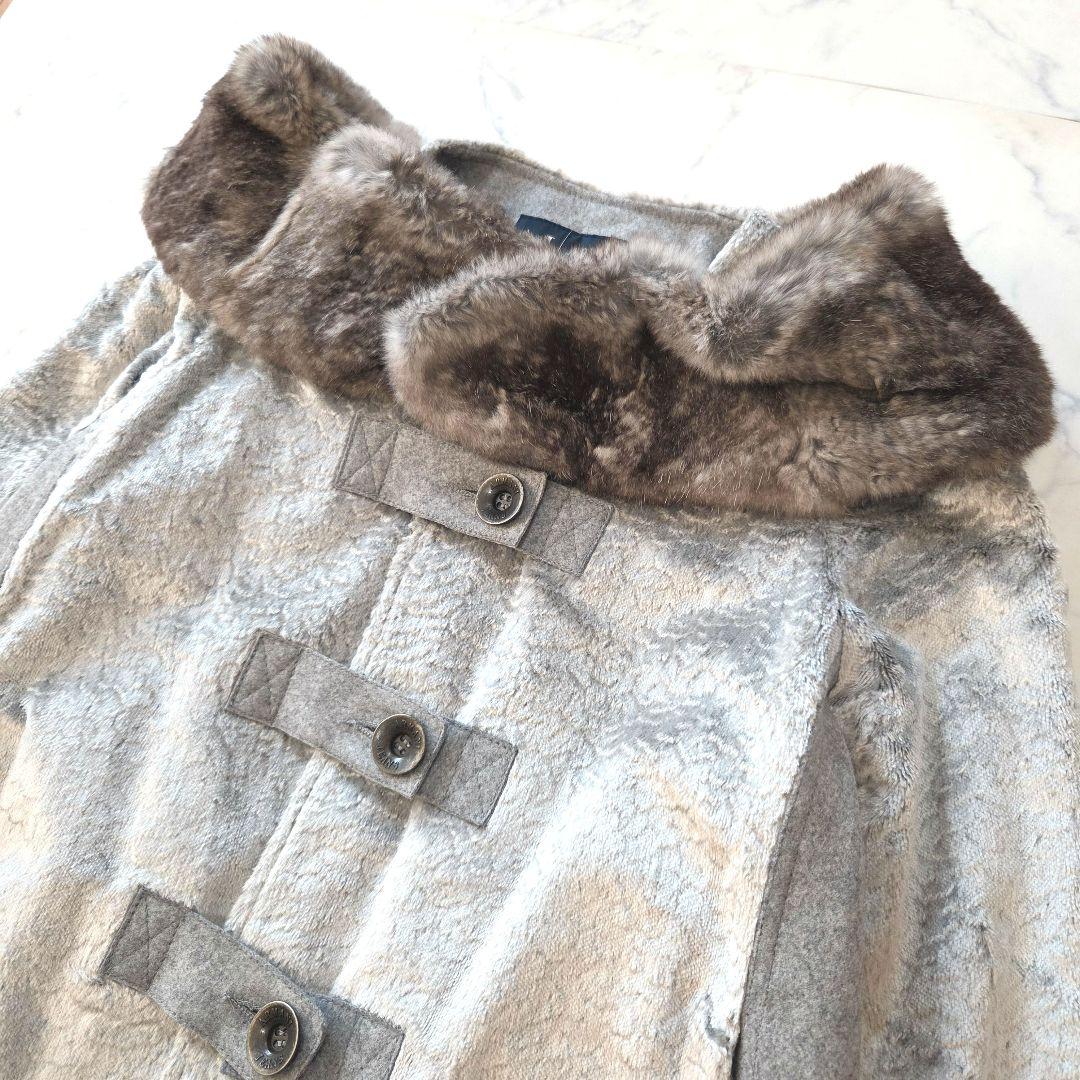 ARMANI JEANS リアルファー襟 ショートジャケット グレー系 42