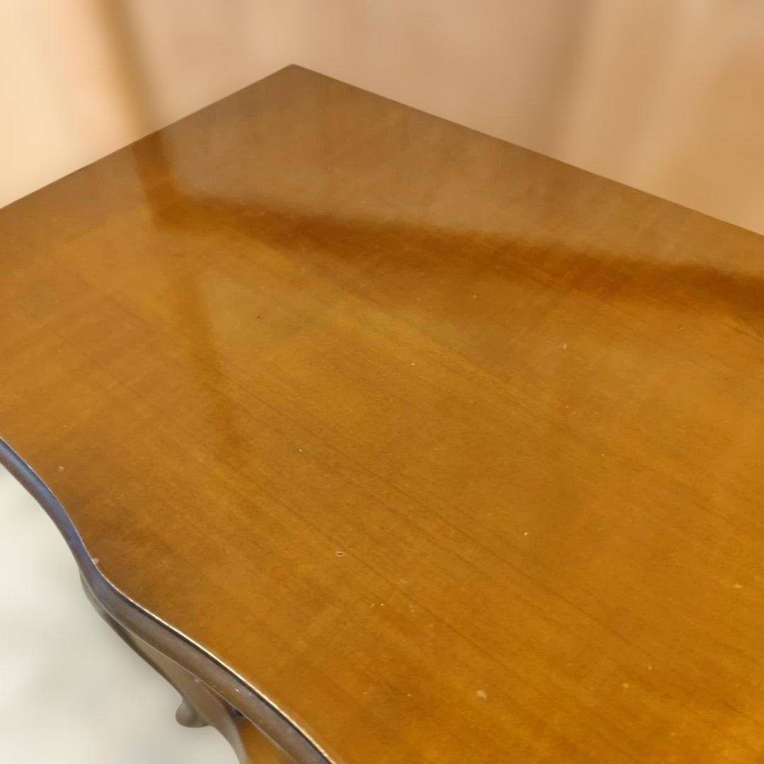 アンティーク調 猫脚コンソールデスク サイドチェスト かごめ編み ラタン