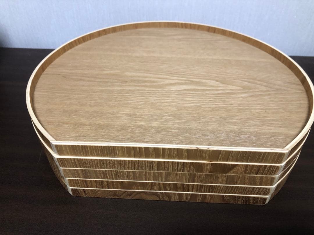 天然木の半月盆5枚セット