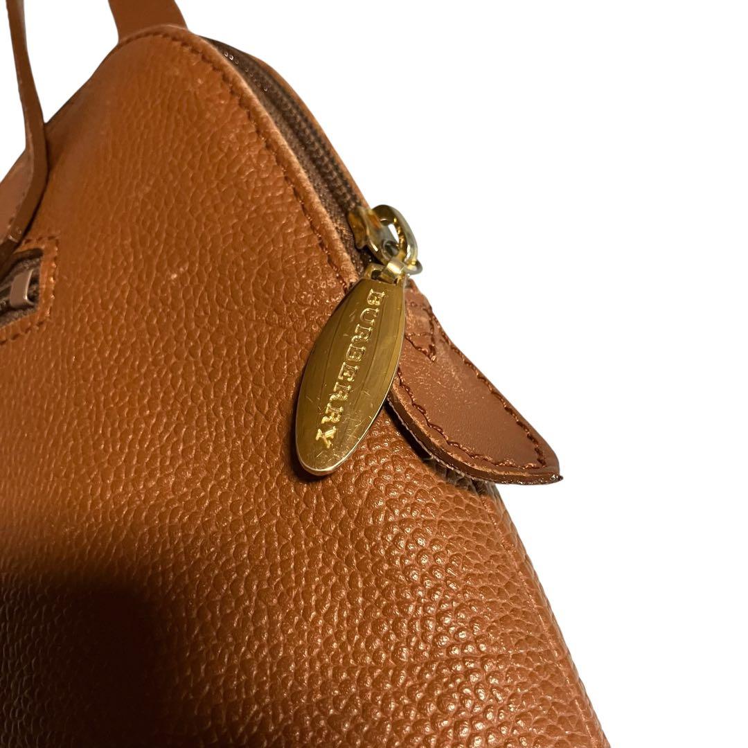 BURBERRY レザーハンドバッグ ノバチェック 茶 ブラウン