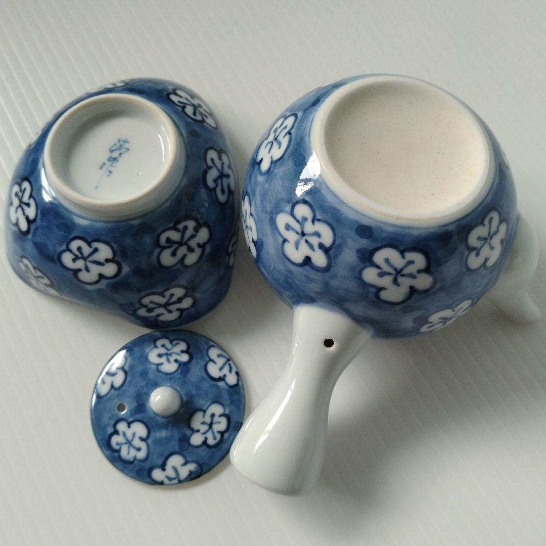 有田焼 古伊万里 染付 古染風梅紋 濃梅 茶器揃 茶器 急須 湯冷まし 湯呑み