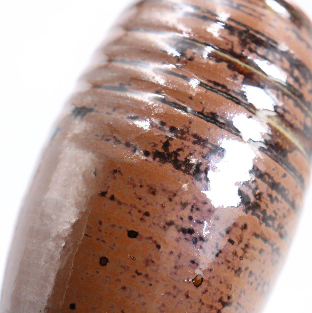 高取喜恵作 高取焼 茶入 望月間道仕覆付 茶道具 共箱　V902　N9