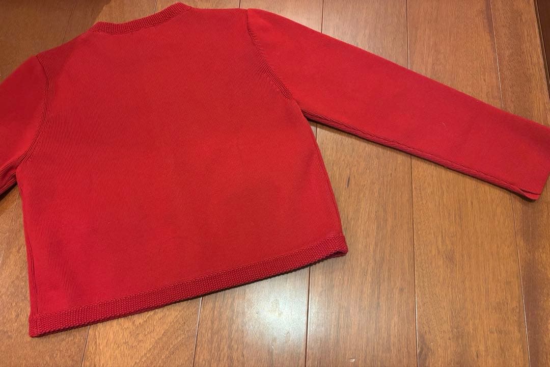 anuans オリジナルボタンノーカラーニットジャケット レッド