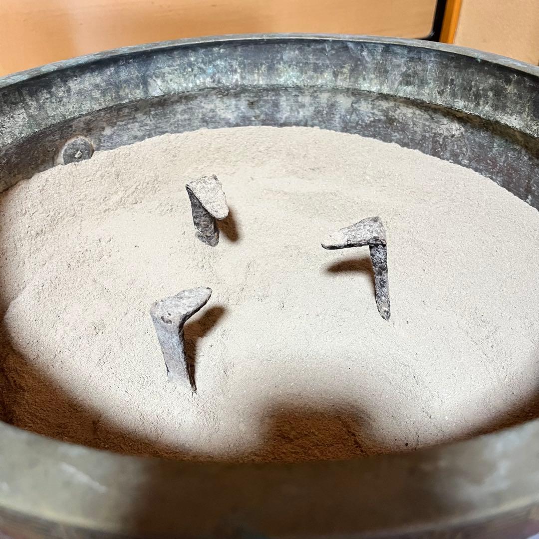 真鍮火鉢　台座付き　龍の取手　大型　43cm