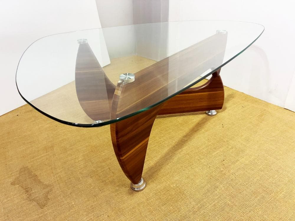 ★コーヒーテーブル ガラス天板 オニギリ型【コーヒーテーブル】FP09