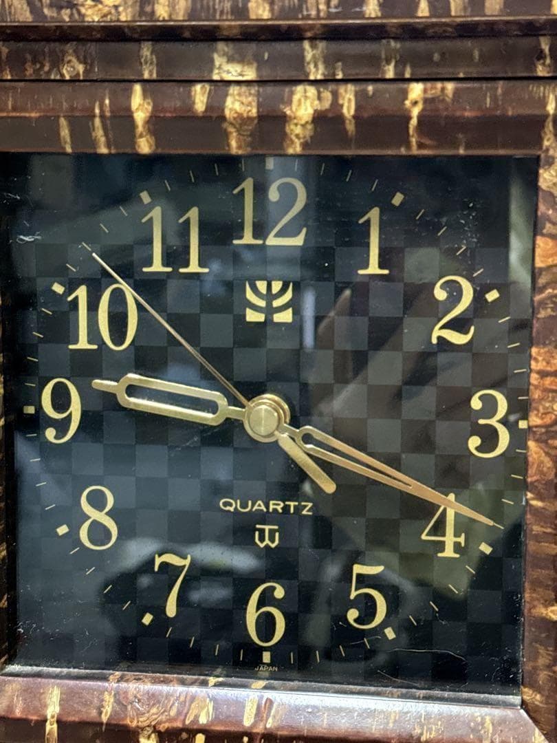 美品希少桜皮細工 角館 秋銘製作所 伝統 工芸品 樺細工 置時計 引出し付き