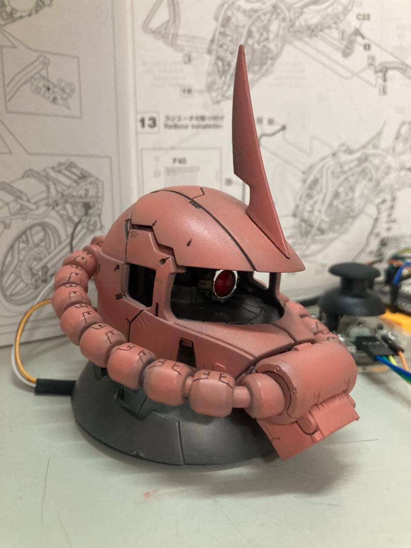 ザクヘッド LED サーボモーター内蔵　全塗装完成品 arduinoシャア専用