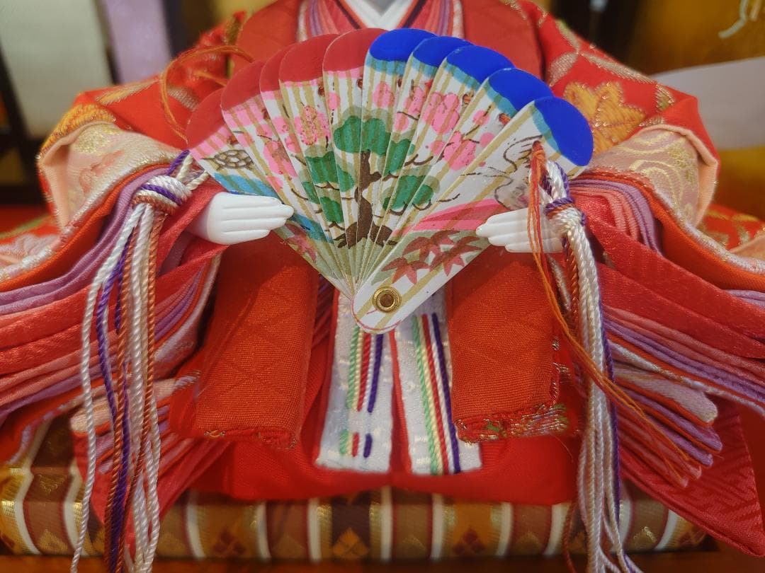 ●新品●　おひなさまフルセット　さくら柄金襴衣装と金屏風