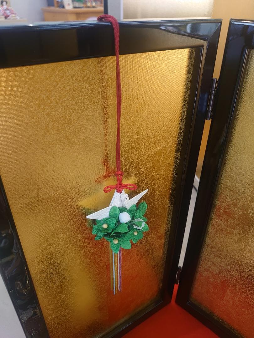 ●新品●　おひなさまフルセット　さくら柄金襴衣装と金屏風