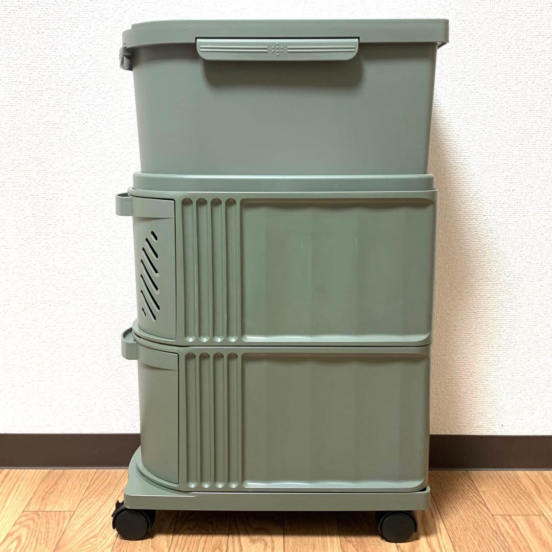 Tupperware タッパーウェア　デイリーストッカー　3段キャスター付き　緑