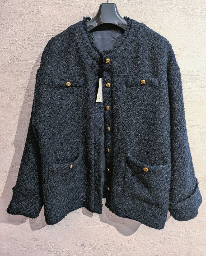 BASEMENT online ゴールドボタンツイードジャケット HARUKA