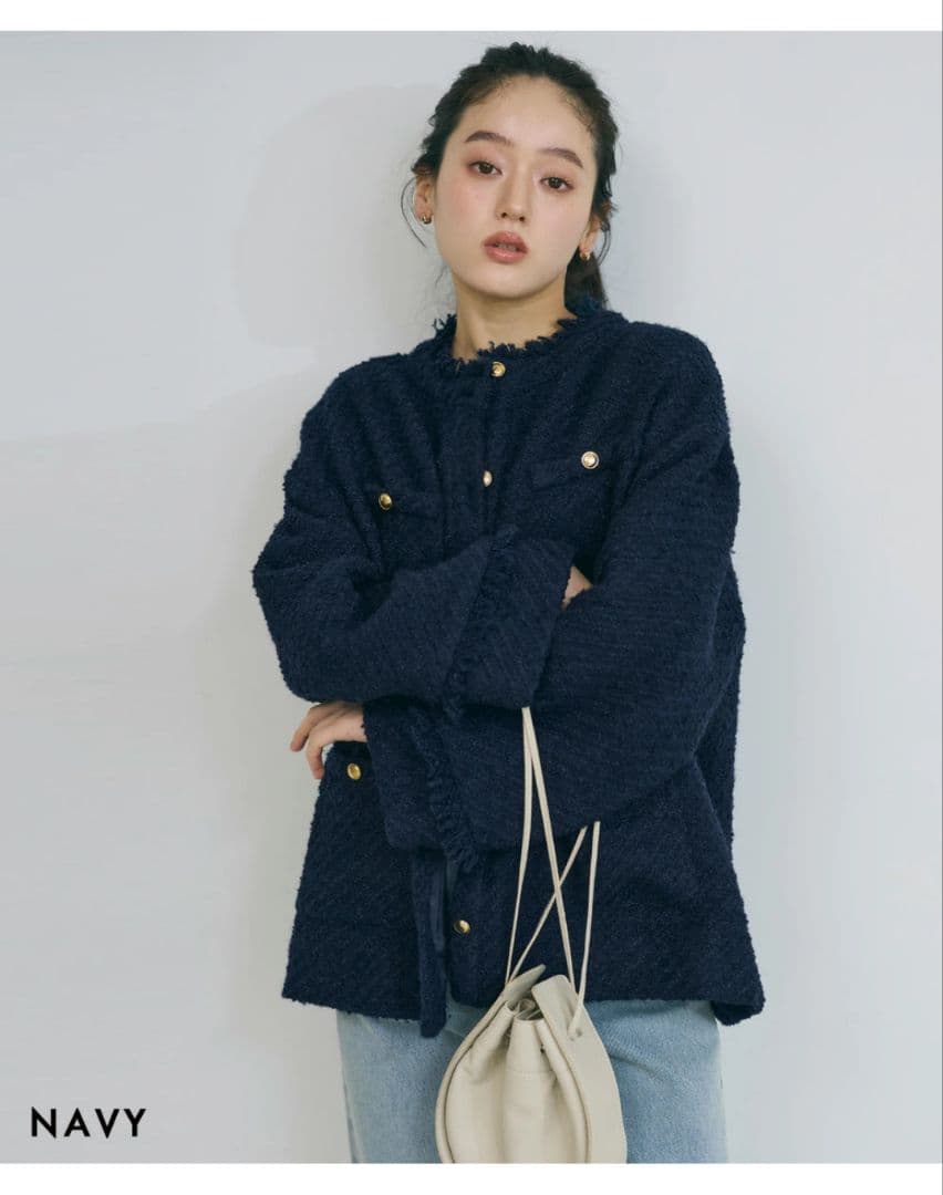 BASEMENT online ゴールドボタンツイードジャケット HARUKA