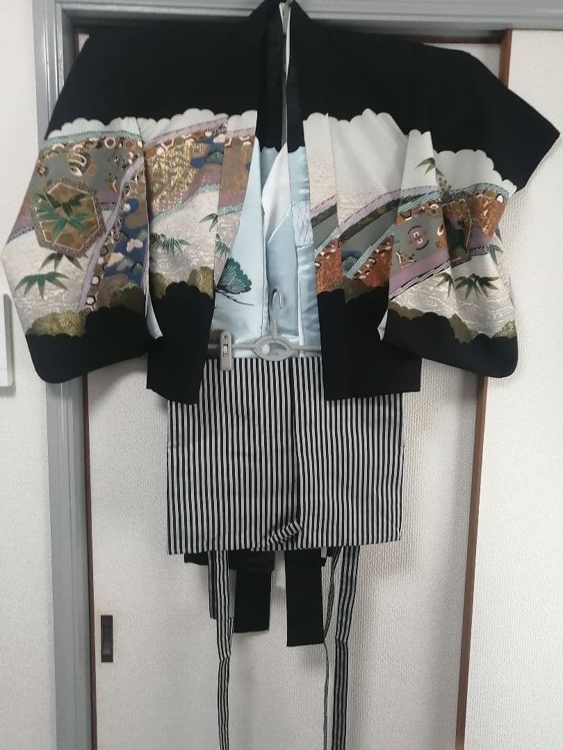 七五三★男児　羽織　着物　袴フルセット ★薄青、黒