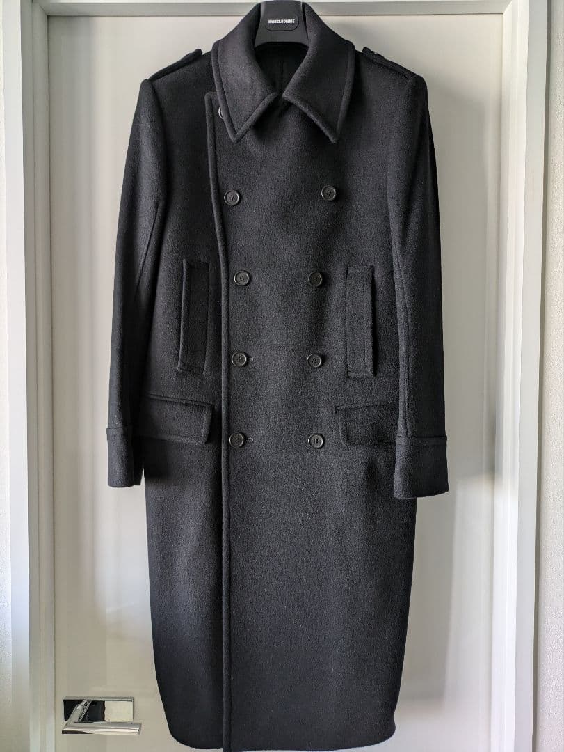 絵　RYKIEL HOMME ブラック ウール コート ロング