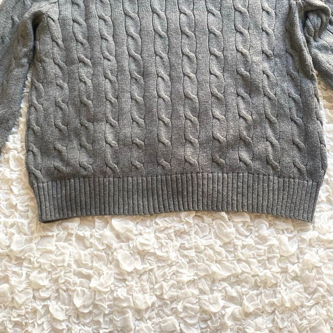 POLO RALPH LAUREN ケーブルニット グレー ロゴ刺繍 綿100％
