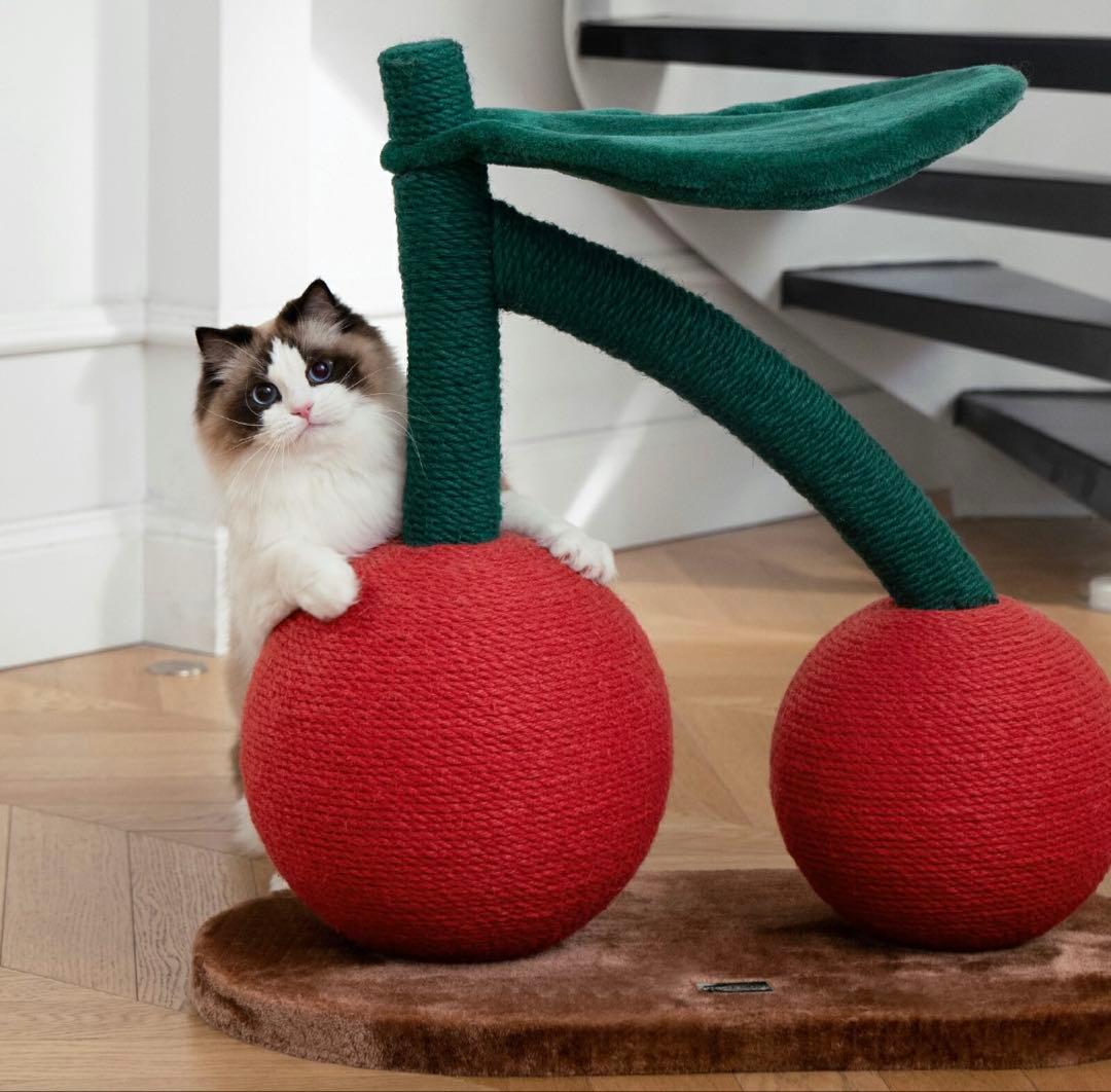 さくらんぼ型キャットタワー 爪研ぎ