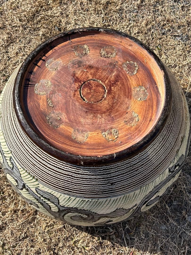 専用出品です。 大型火鉢　装飾的な模様の 陶器　昭和初期　昭和レトロ